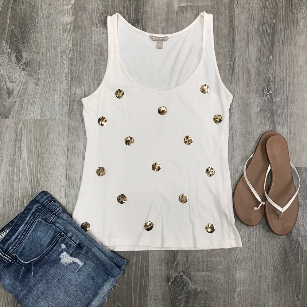 **Last chance- donating soon** Banana Republic gold sequin polka dot tank